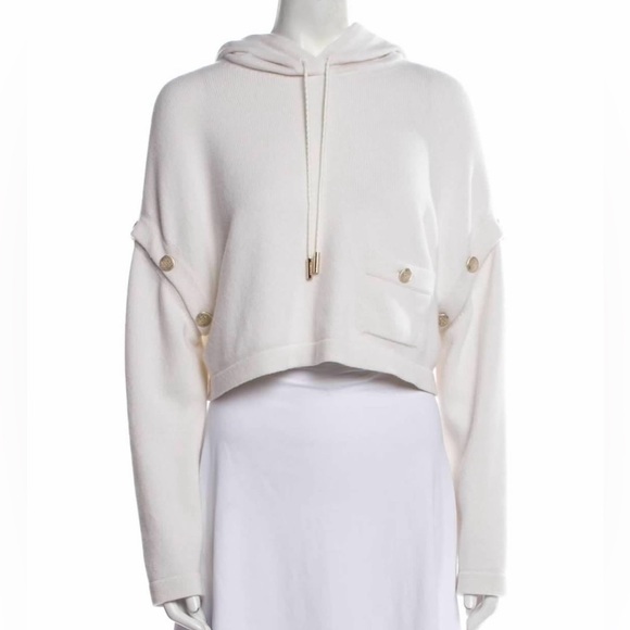 Chanel 2022 Cashmere Sweater Hoodie gold CC buttons & detachable sleeves sz 38 - Picture 10 of 14